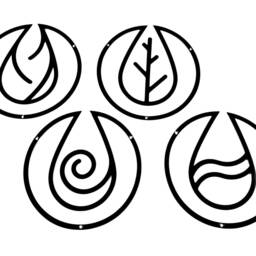 Four Elements Wall Art, Rustic Air, Water, Fire & Earth Metal Symbols For Home Office Decor, Piece Hanging - thumbnail 3