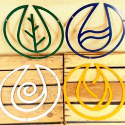 Four Elements Wall Art, Rustic Air, Water, Fire & Earth Metal Symbols For Home Office Decor, Piece Hanging - thumbnail 2