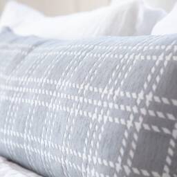 Belgian Fabric Light Gray White Checkered Pattern Long Maternity Pregnancy Body Pillow Cover - thumbnail 3