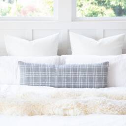 Belgian Fabric Light Gray White Checkered Pattern Long Maternity Pregnancy Body Pillow Cover - thumbnail 2