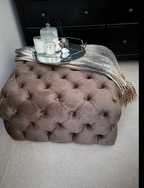 Handmade Chesterfield Cube Ottoman, Plush Coffee Table Footstool - 25x25x17 Inches - image 1