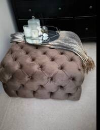 Handmade Chesterfield Cube Ottoman, Plush Coffee Table Footstool - 25x25x17 Inches - thumbnail 1