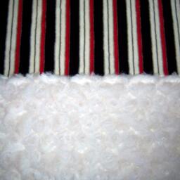 Sale White Reindeer, Red Black & Stripe W/White Fur Minky Baby/Toddler Blanket - thumbnail 3