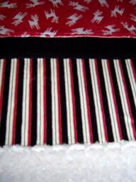 Sale White Reindeer, Red Black & Stripe W/White Fur Minky Baby/Toddler Blanket - thumbnail 2