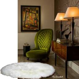 White Round Shag Rug - Large Faux Sheepskin Luxury Fur Shaggy Soft Handmade Designer Rugs Accents Usa - thumbnail 2
