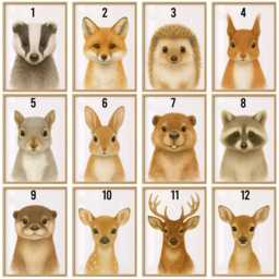 Nursery Woodland Animal Prints - 30 Design Choices, Vole Mouse Shrew, Baby Bedroom Decor, Boys Girls, Forest Print, Kids Room Wall Art - thumbnail 2