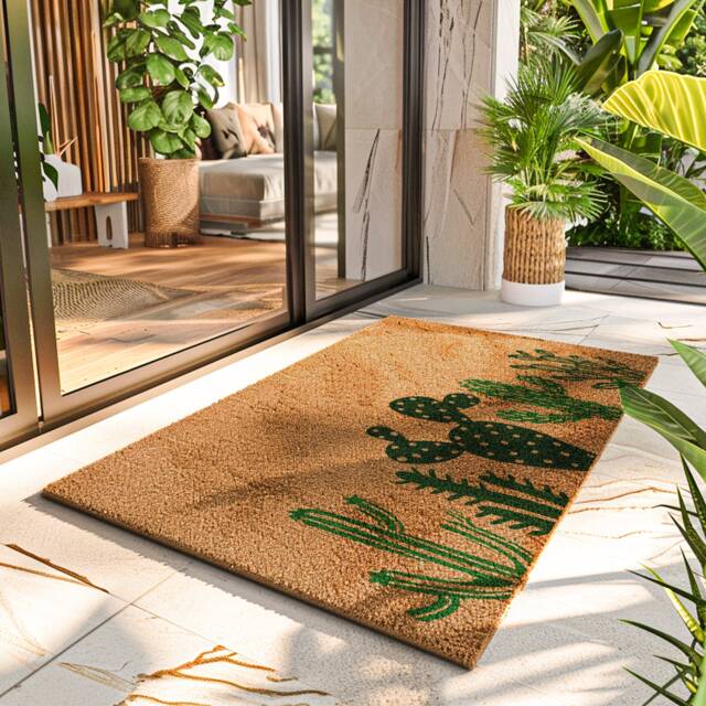 Custom Cactus Lover Entry Mat - Green Succulent Pattern Doormat Perfect Gift For Plant Enthusiasts Desert Vibe Greeting - image 1