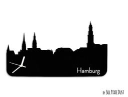 Hamburg Skyline - Silhouette Wall Clock - thumbnail 1