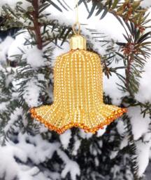 Golden Beaded Bell With Edging, Christmas Bell, For The Tree, Gift, New Year's Handicraft, Home Decoration - thumbnail 1