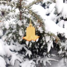 Golden Beaded Bell With Edging, Christmas Bell, For The Tree, Gift, New Year's Handicraft, Home Decoration - thumbnail 3