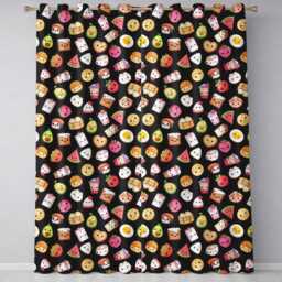 Kawaii Food Collection Sushi Fruit Drinks Cute Cartoon Seamless Pattern Readymade Eyelet Ring Top Thermal 100% Blackout Curtains - thumbnail 2