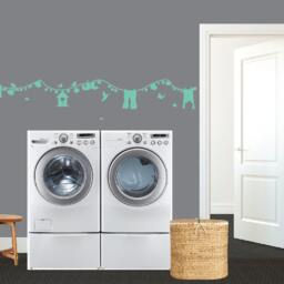 Floral Clothesline Laundry Room Wall Decal - Birds, Butterflies, Flowers - thumbnail 2