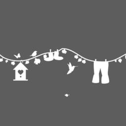 Floral Clothesline Laundry Room Wall Decal - Birds, Butterflies, Flowers - thumbnail 3