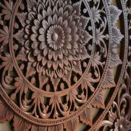 Dark Wood Hand Carved Headboard Mandala Floral Wall Panel Boho Bedroom Decor Solid Bed Backdrop Detailed Artisan Carving Art - thumbnail 3