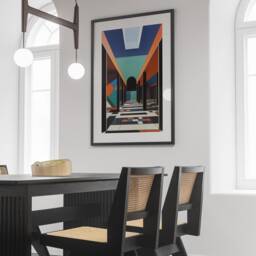 Abstract Bauhaus Museum Skyline Poster, Vibrant Cityscape, Modern Wall Art, Contemporary Decor, Art Print - thumbnail 2