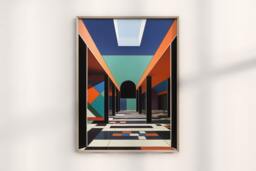 Abstract Bauhaus Museum Skyline Poster, Vibrant Cityscape, Modern Wall Art, Contemporary Decor, Art Print - thumbnail 1