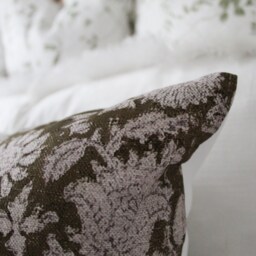 Green Floral Block Print Lumbar Pillow Cover - Botanical Cotton Cushion 50x30cm - thumbnail 4