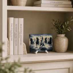 Running Horses Plaque - Horse Wall & Shelf Decor Equestrian Home Lover Gift Decorative Art Tile - thumbnail 3