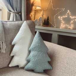 Handmade Boucle Christmas Tree Pillow Scandi Festive Decor - thumbnail 2