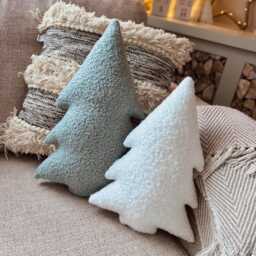 Boucle Christmas Tree Pillow, Handmade Cushion, Scandi Decor, Kids Bedroom Decoration, Festive Gift