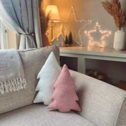 Handmade Boucle Christmas Tree Pillow Scandi Festive Decor - thumbnail 3