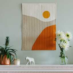 Quilted Sun Tapestry Modern Boho Textile Wall Art - thumbnail 2