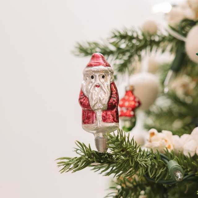 Santa German Glass Clip-On Ornament, Saint Nicholas Charm, Handmade Christmas Decor - image 1