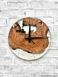 Minimal Frameless Wall Clock, Handcrafted Silent Clock With Live Edge Wood, Artsy For Kitchen, Livingroom, Bedroom, Home & Office - thumbnail 1