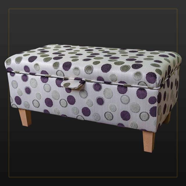 Luxe Grey & Purple Spotted Storage Ottoman - Funky Furniture Handmade in Britain - image 1