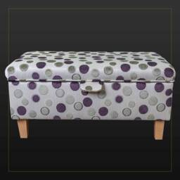 Luxe Grey & Purple Spotted Storage Ottoman - Funky Furniture Handmade in Britain - thumbnail 3