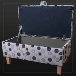 Luxe Grey & Purple Spotted Storage Ottoman - Funky Furniture Handmade in Britain - thumbnail 2