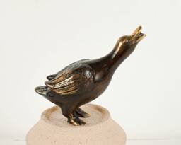 Bronze Mom Duck Statue, 3.6 Inch Animal Figurine, Art, Unique Miniature, Handmade, Kitchen Decor, Apartment Gift For Her