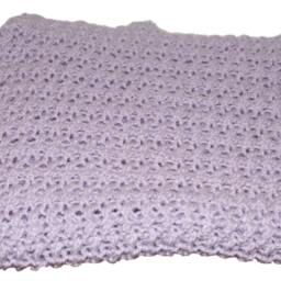 Handmade Crochet Baby Afghan, Lilac Purple Blanket - 38x38 Inch - thumbnail 4