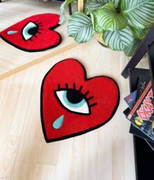 Crying Heart Tufted Rug/Handmade Tuft Rug, Custom - thumbnail 1