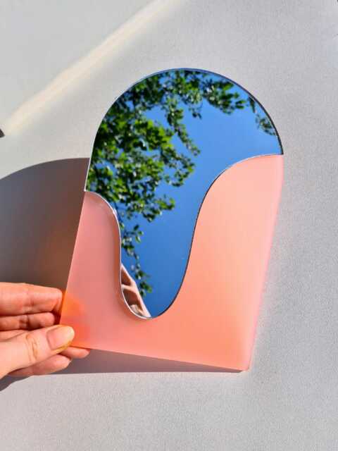 Drip Arch Mirror Vanity Wall Decor, Clean Girl Makeup Aesthetic, Groovy Retro Mirror, Funky Beauty Room Dopamine Style, Soft Pastel - image 1
