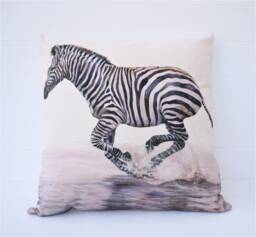 Zebra Art Print Cushion African Animals Organic Cotton, Wendy Darker, Choice Of Cover Only Or With Pad