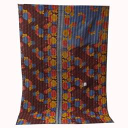 Vintage Kantha Quilt Handmade Sari Throw Blanket - 56x80 Inch - thumbnail 3