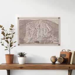 Mount Snow Vermont Mountain Map Felt Poster Banner - Vintage Ski Snowboard Mountain Wall Art Gift. Flag Pennant Home Decor. Usa Handmade - thumbnail 1