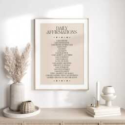 Daily Affirmations Print - Self Love Wall Art Female Empowerment Positivity Pink Bedroom Decor Gratitude - thumbnail 2