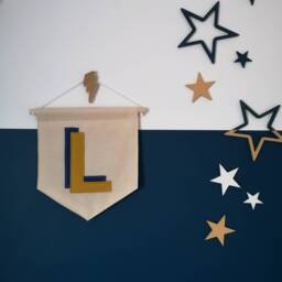 Initial Banner, Personalised Initial, A - Z Wall Hanging, Letter Art, Single Letter, Fabric Custom Kids Playroom Decor - thumbnail 1