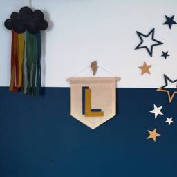Initial Banner, Personalised Initial, A - Z Wall Hanging, Letter Art, Single Letter, Fabric Custom Kids Playroom Decor - thumbnail 3