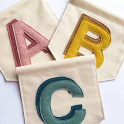 Initial Banner, Personalised Initial, A - Z Wall Hanging, Letter Art, Single Letter, Fabric Custom Kids Playroom Decor - thumbnail 2