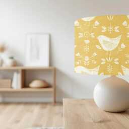 Fryetts Narvik in Ochre Yellow Lampshade, Handmade Fabric Lamp Shade, Drum Oval Empire Or Candle Clip, Ceiling Pendant Table - thumbnail 3