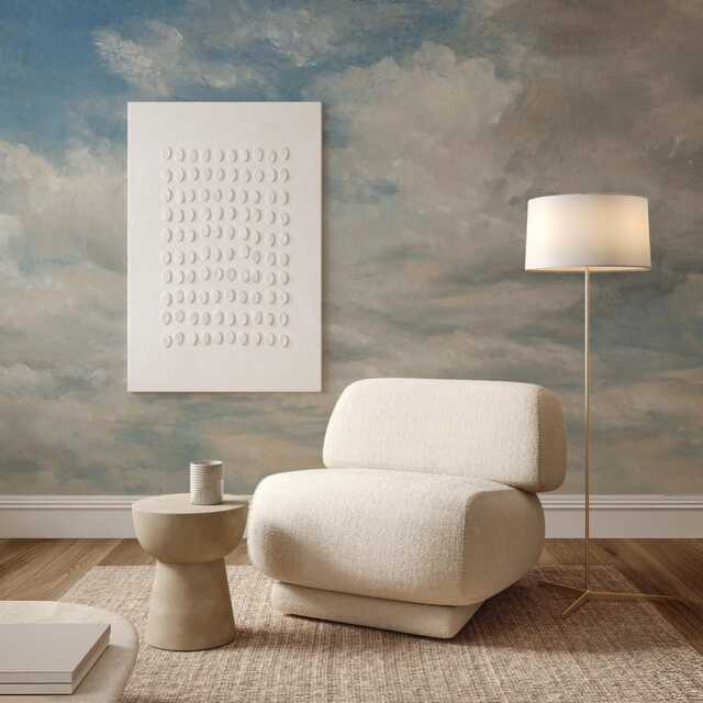 Light Blue Cloud Wall Mural - Vintage Sky Peel & Stick Wallpaper Removable Decor - image 1