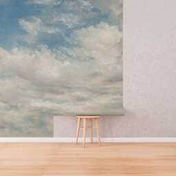 Light Blue Cloud Wall Mural - Vintage Sky Peel & Stick Wallpaper Removable Decor - thumbnail 2