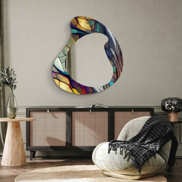 Asymmetrical Mirror, Irregular Mirror Wall Decor On Tempered Glass, Entryway Hallway For Bathroom, Luxury Home - image 1
