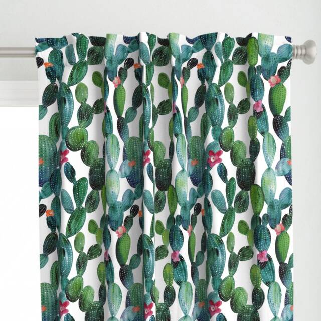 Watercolor Curtain Panel - Cactus Desert Floral Succulent Boho Nature Plants Tropical Custom By Tasiania - image 1