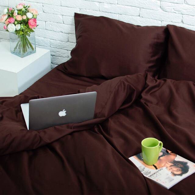 Cotton Sateen Duvet Cover in Brown. Twin, Full, Queen, King, Single, Kingsingle, Double, Custom Size - image 1