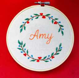 Personalized Floral Embroidery Australian Made Custom Embroidered Name Wall Art, Nursery Decor Gift