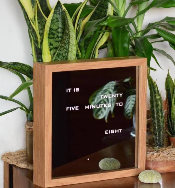 English Word Clock - Mirror Clock, Led Oak Imitation Electronic Modern Desk Clook, Wall Clock - image 1